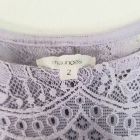 Maurices Purple Lace Short Sleeve Top - Picture 2 of 4